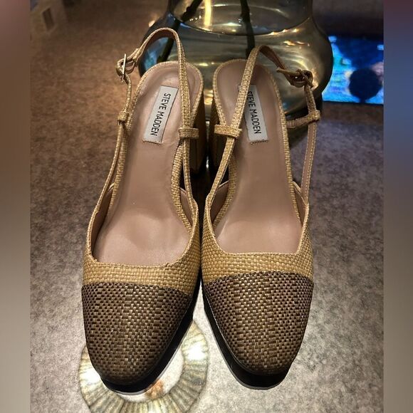 Steve Madden Becka Raffia Slingback Heels - Picture 4 of 5
